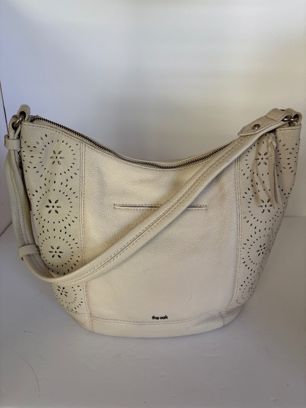 The SAK Sequoia Ivory Tan Leather Hobo Shoulder Floral Mandala Handbag